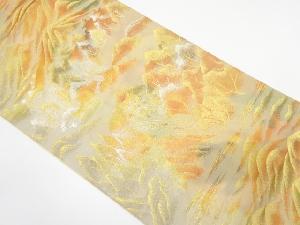 アンティーク　井上定機業店製　山並に樹木模様織り出し袋帯（着用可）